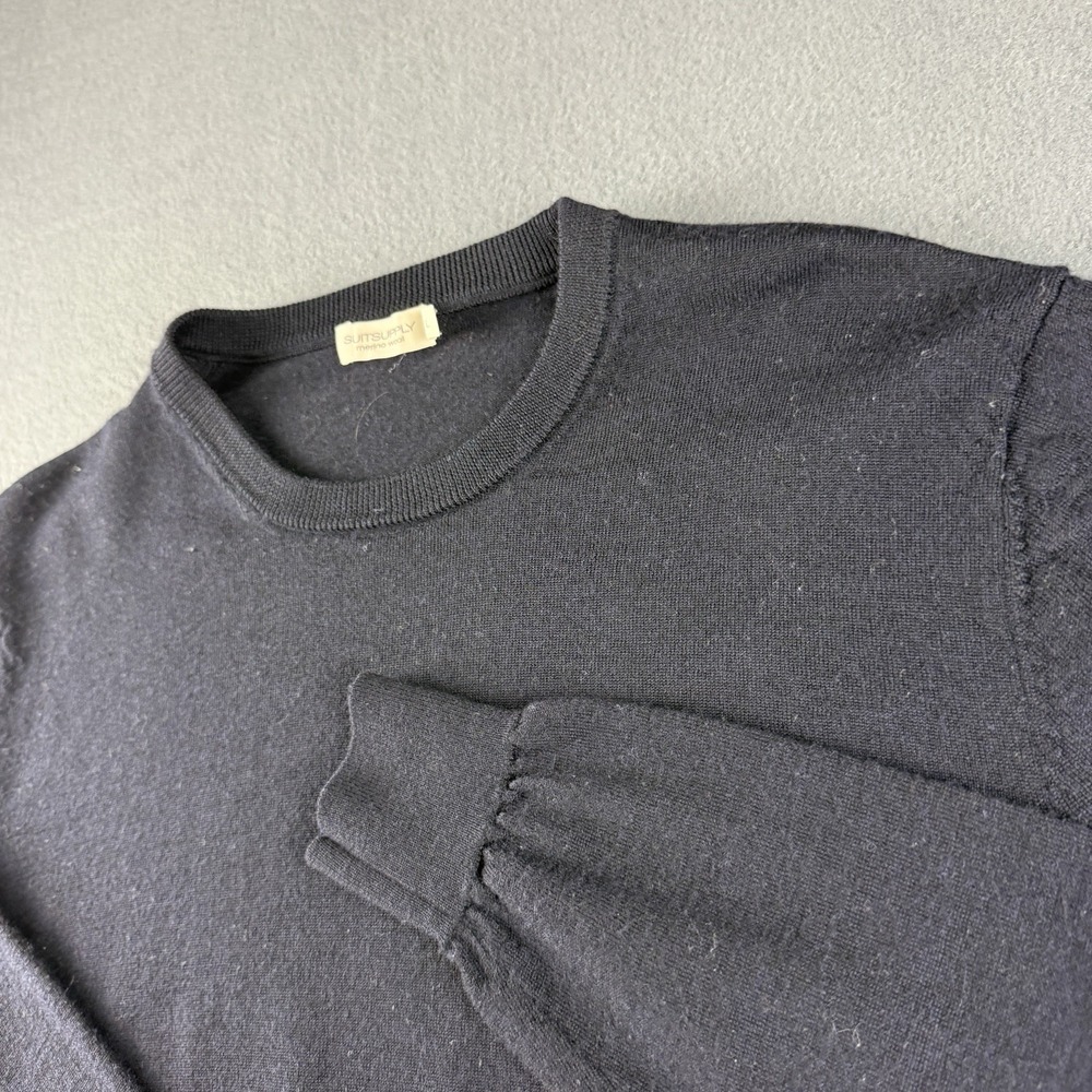 Suitsupply Sweater Men's M Black 100% Merino Wool Lightweight Jumper Luxury*